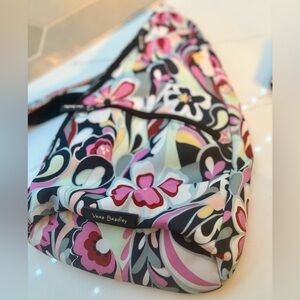 Vera Bradley Lighten Up Sling Backpack Navy Pink Mod Paisley w/ matching wallet